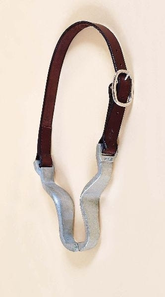 Leather Nutcracker Style Cribbing Strap Blk/Gry