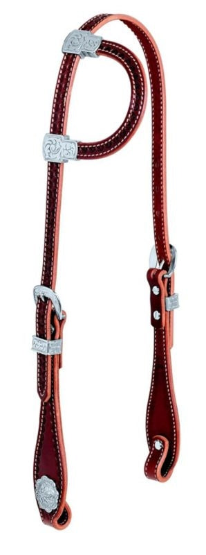 Flat Sliding Ear Headstall With Accents Horse Brn