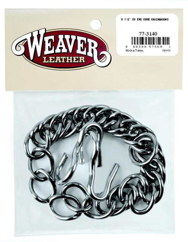 Weaver Leather English Curb Chain with Hooks 9 1/2
