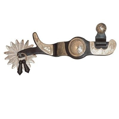 Black Steel with Silver Engraving Show Spur
