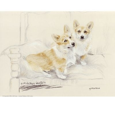 Corgis By Gill Evans Matted 12.75 x 10.75