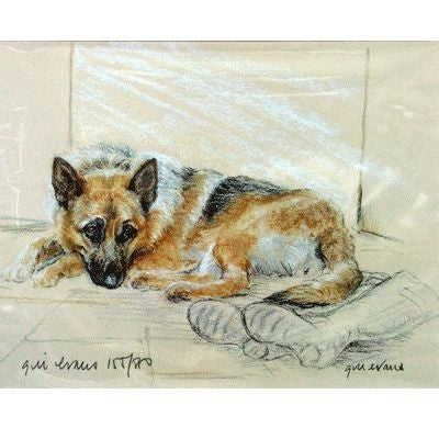 German Shepherd By Gill Evans Matted 12.75 x 10.75