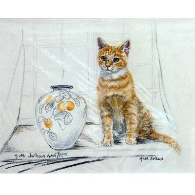Ginger Cat By Gill Evans Matted 12.75 x 10.75