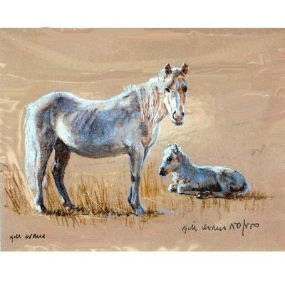 Mare Foal By Gill Evans Matted 12.75x10.75