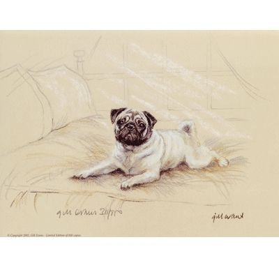 Pug By Gill Evans Matted 12.75 x 10.75