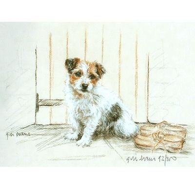 Terrier at Door by Gill Evans 13 x 10.75