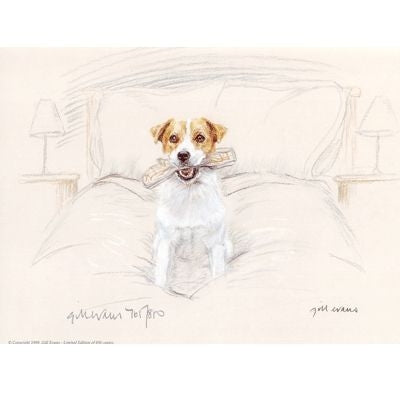 Terrier with Slipper By Gill Evans 12.75 x 10.75