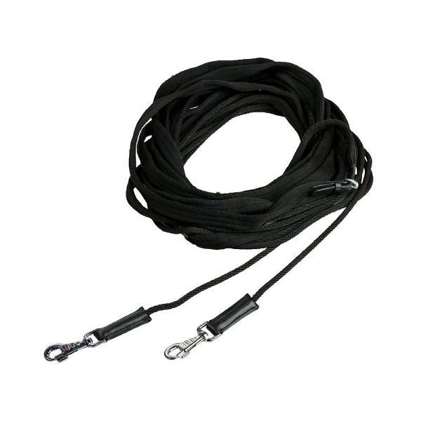 HorZe Double Lounging Draw Rein Black