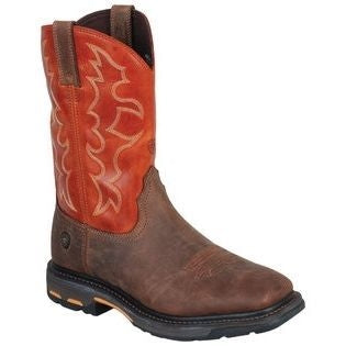 Ariat Mens Workhog Wide Sq Toe Boot 10.5-D Brown