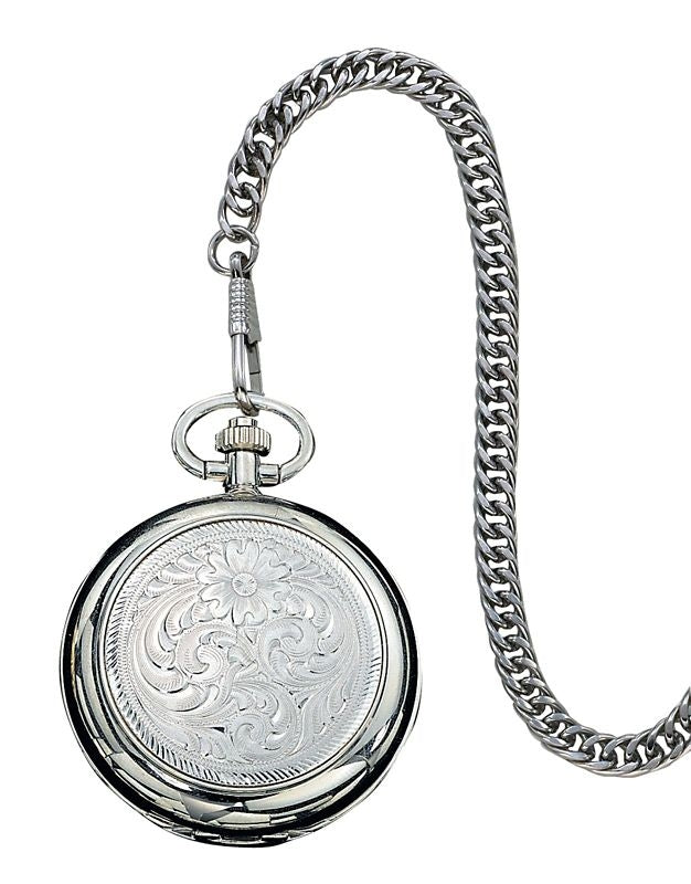 Montana Silversmiths Engraved Silver WatchBk/Wh