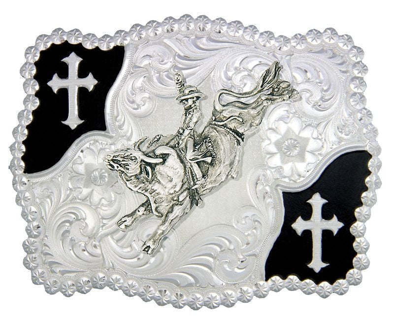 Christian Scallop Shape Belt Buckle/Bullrider Br