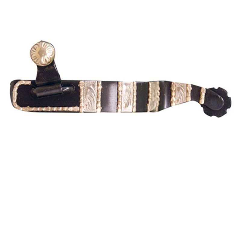 Western Show Spur Black Steel with Silver Bars
