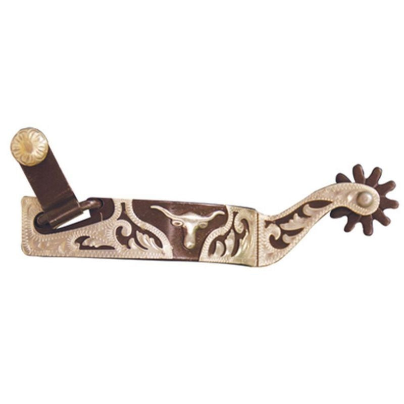Western Show Spur with Silver Steer/Overlay
