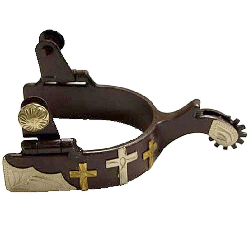 Western Show Spur /Engraved Crosses Antique