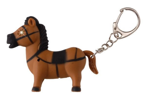 Tough1 Light Up Horse KeychainBk/Wh