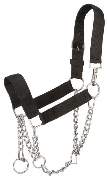 Tough1 Nylon Mule Halter with Draw ChainBrn