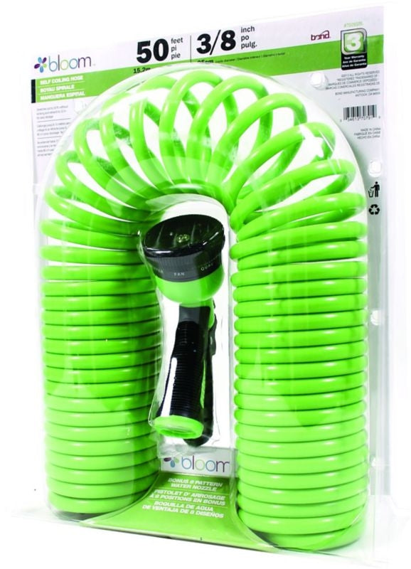 Bloom Self Coiling Hose with Water Nozzle 50ftx3/8