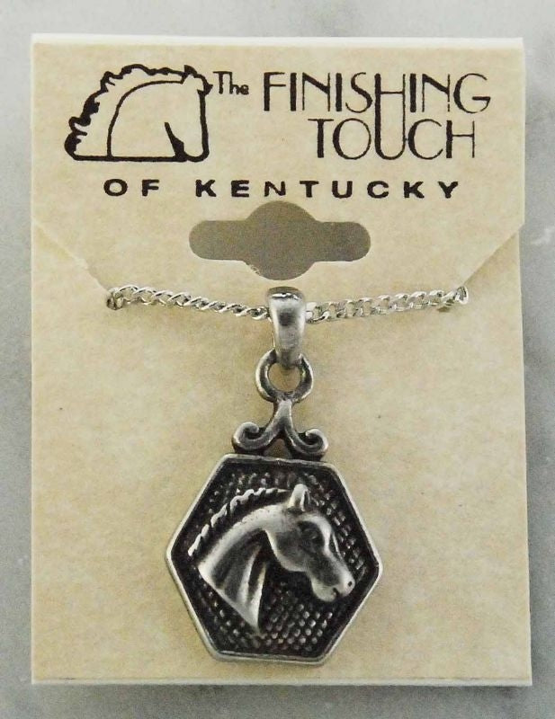 Finishing Touch Horse Head In Hex Necklace Sil
