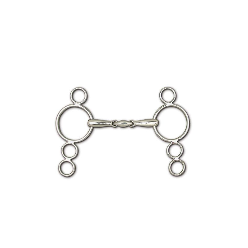 Toklat 3-Piece Snaffle 4-Ring Continental Gag 5.5