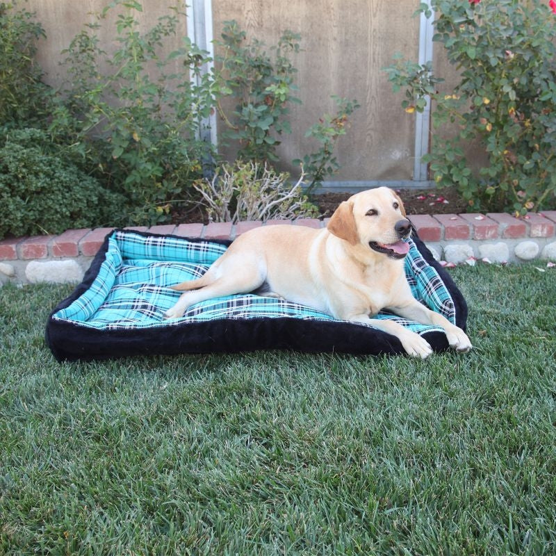 Kensington Black Ice Plaid Bolster Dog Bed