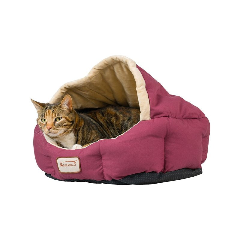 Armarkat Burgundy and Beige Soft Pet Bed