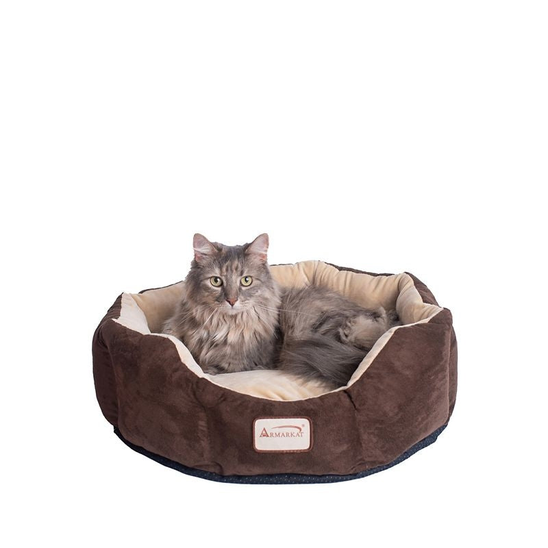 Armarkat Cozy Mocha and Beige Pet Bed