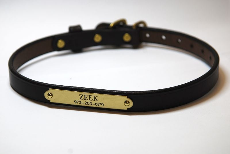 Personalized Mahogany Dog Collar with Brass