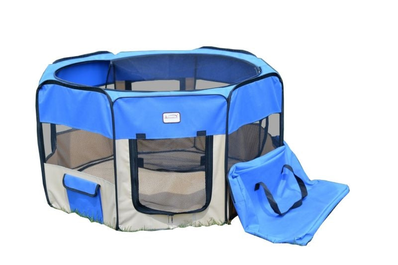 Armarkat Blue/Beige Portable Pet Playpen