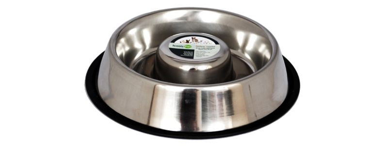 Slow Feed Stainless Steel Pet Bowl 2 Pack