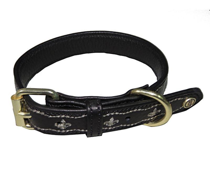 Halo Fleur-de-lis Leather Dog Collar