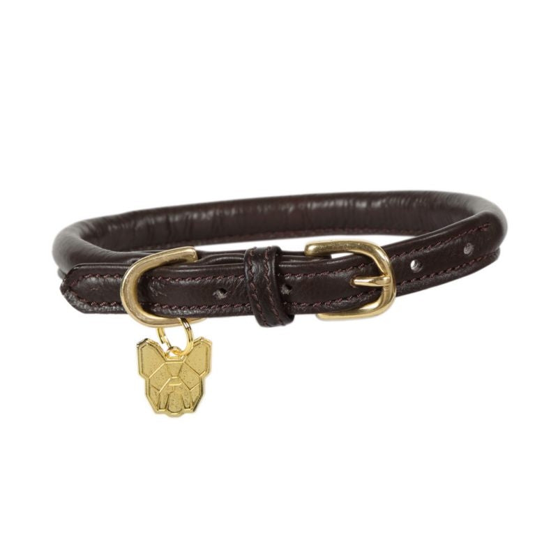 Shires Digby Fox Rolled Leather Dog Collar