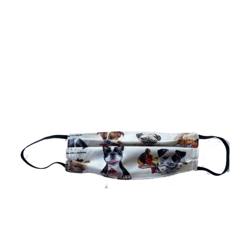 Fabric Face Mask Dog Pattern 2 Count White