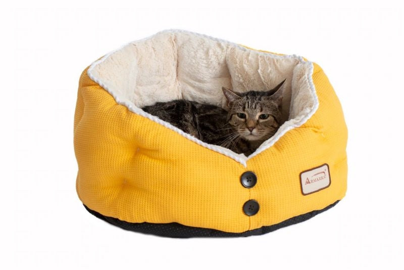 Armarkat Gold Waffle and White Cat Bed