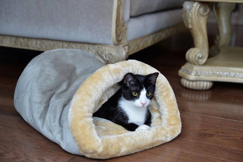 Armarkat Sage Green and Beige Soft Cave Cat Bed