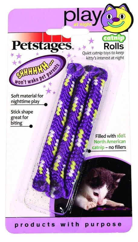 Petstages Play At Night Catnip Rolls Purple 3 Pack