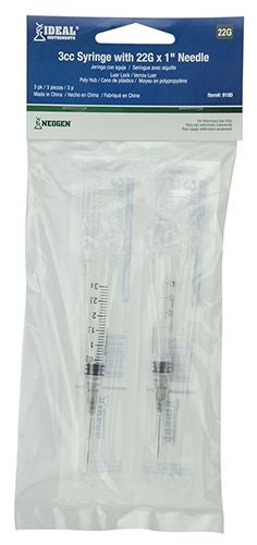 Disp 3cc Luer Lock Syringe with Needle 3Pk