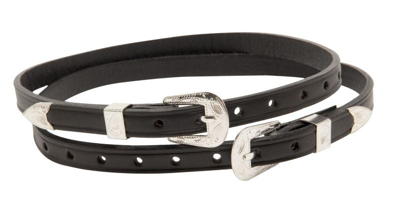 Tory Floral Flat Silver Buckle English Spur Straps