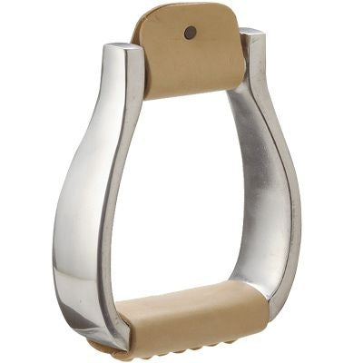 Stirrup Pair with Wider Band and Leather Wrap