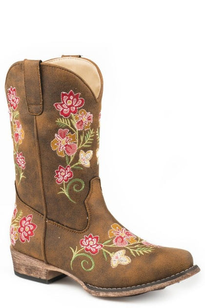 Roper Girls Vintage Cognac/Floral Embroidered West