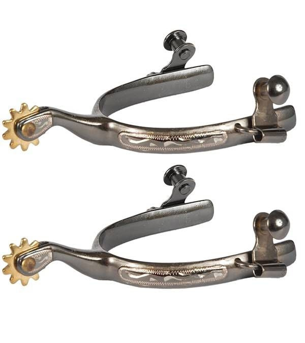 Jacks Roping Spurs with Engraved Oval Band