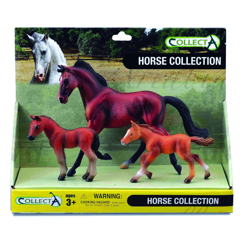 CollectA Bay Mare, Bay Foal & Chestnut Foal Box Set