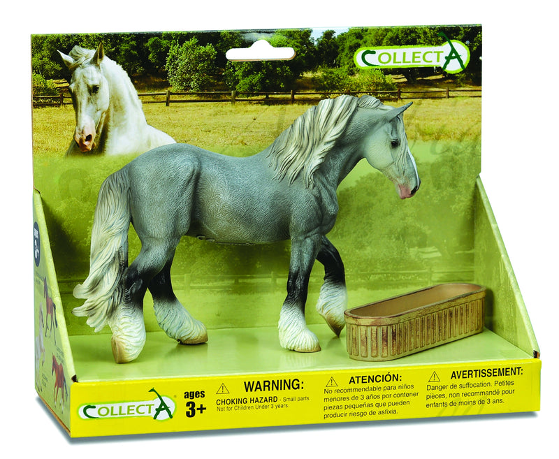 CollectA Grey Draft Horse and Feeding Trough Box Set