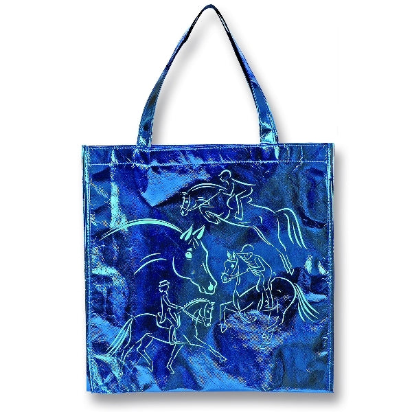 Metallic Blue Horse Tote