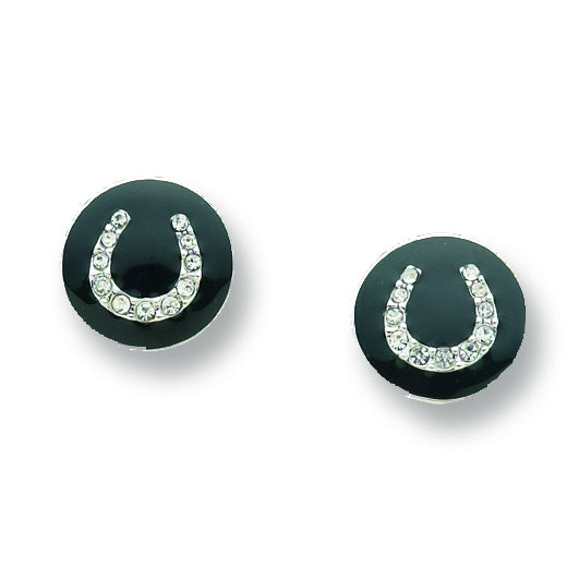Horse Shoe Post Earrings with CZ