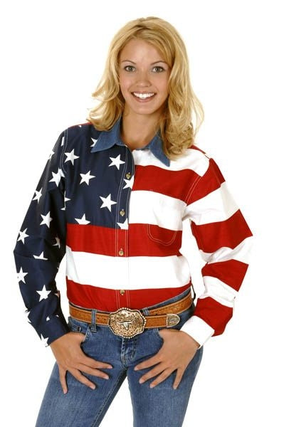 Roper Ladies American Flag L/S Shirt